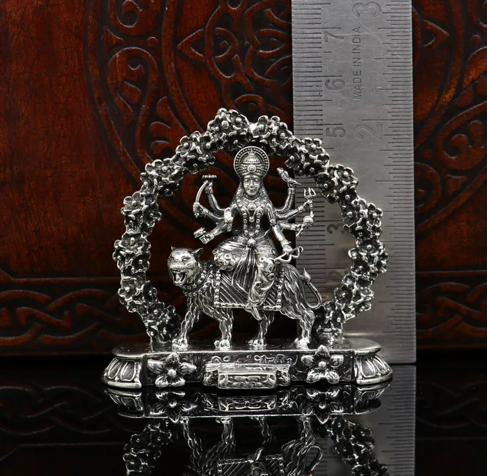 TRIBAL ORNAMENTS Rings 925 Sterling silver Goddess bhawani maa Pooja Articles Indian Silver Idols handcrafted Mataji statue sculpture amazing gifting Art02