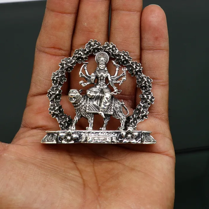 TRIBAL ORNAMENTS Rings 925 Sterling silver Goddess bhawani maa Pooja Articles Indian Silver Idols handcrafted Mataji statue sculpture amazing gifting Art02