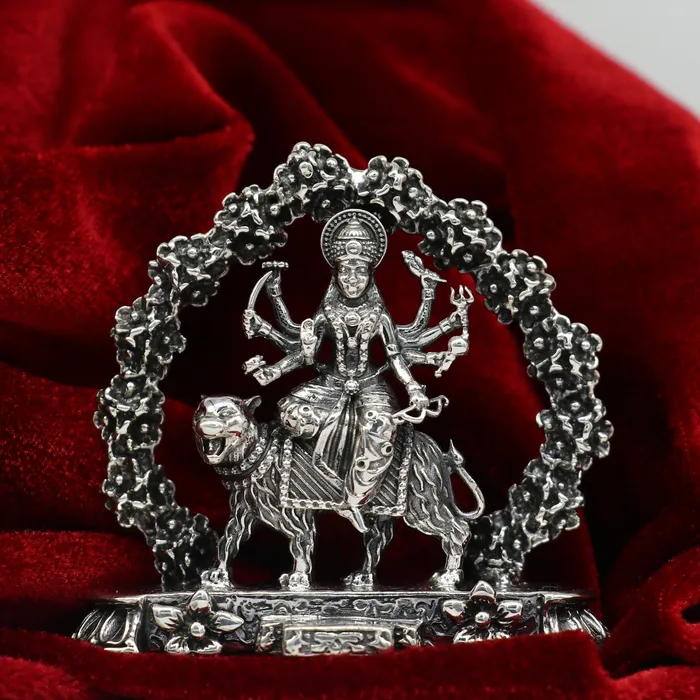 TRIBAL ORNAMENTS Rings 925 Sterling silver Goddess bhawani maa Pooja Articles Indian Silver Idols handcrafted Mataji statue sculpture amazing gifting Art02