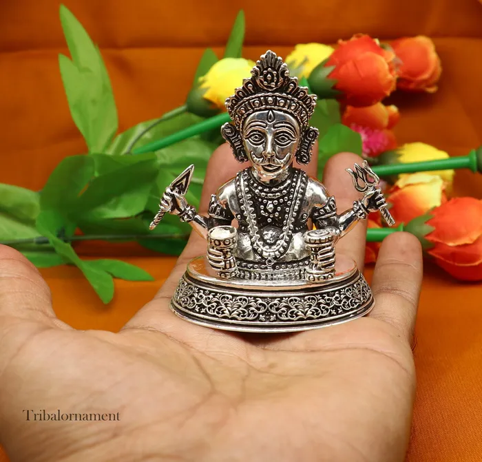TRIBAL ORNAMENTS Rings 925 sterling silver handmade Divine Hindu god idol Nakado Bhairwa Nakoda bheruji divine jain Statue Sculpture figurine puja article art225