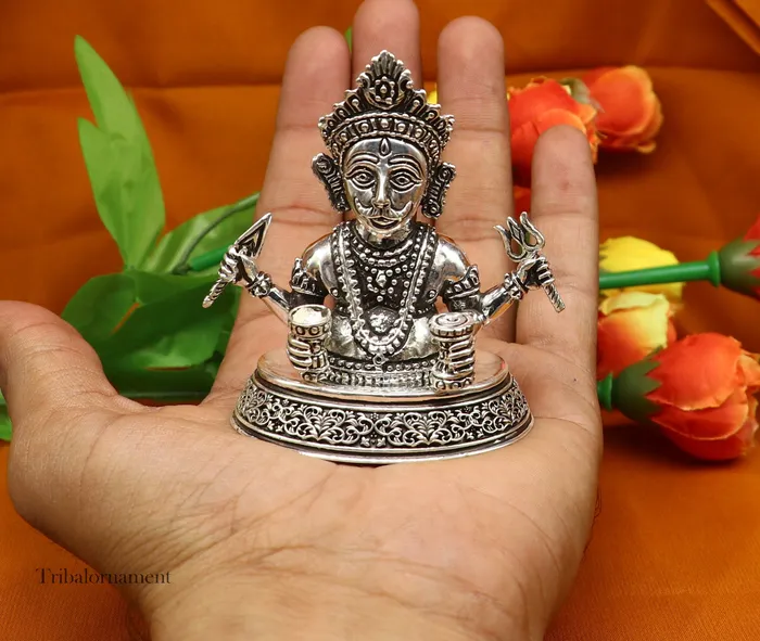 TRIBAL ORNAMENTS Rings 925 sterling silver handmade Divine Hindu god idol Nakado Bhairwa Nakoda bheruji divine jain Statue Sculpture figurine puja article art225