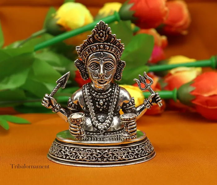TRIBAL ORNAMENTS Rings 925 sterling silver handmade Divine Hindu god idol Nakado Bhairwa Nakoda bheruji divine jain Statue Sculpture figurine puja article art225