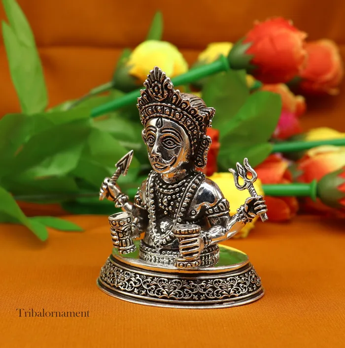 TRIBAL ORNAMENTS Rings 925 sterling silver handmade Divine Hindu god idol Nakado Bhairwa Nakoda bheruji divine jain Statue Sculpture figurine puja article art225