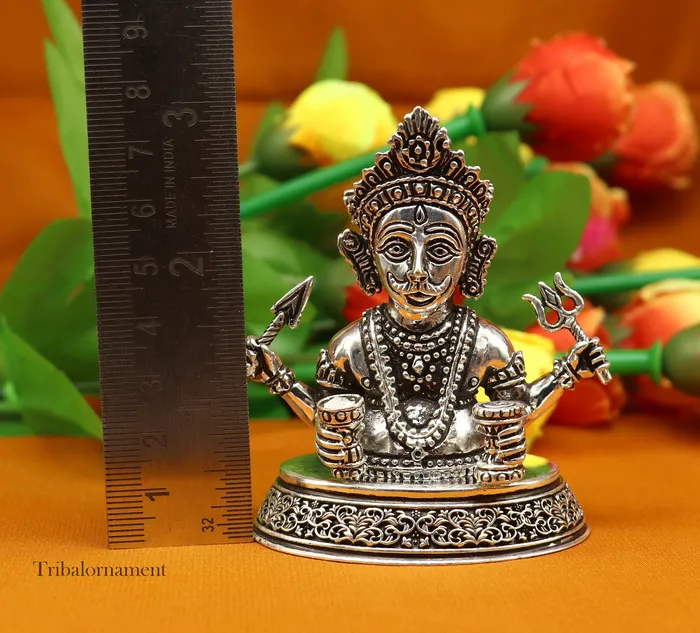 TRIBAL ORNAMENTS Rings 925 sterling silver handmade Divine Hindu god idol Nakado Bhairwa Nakoda bheruji divine jain Statue Sculpture figurine puja article art225