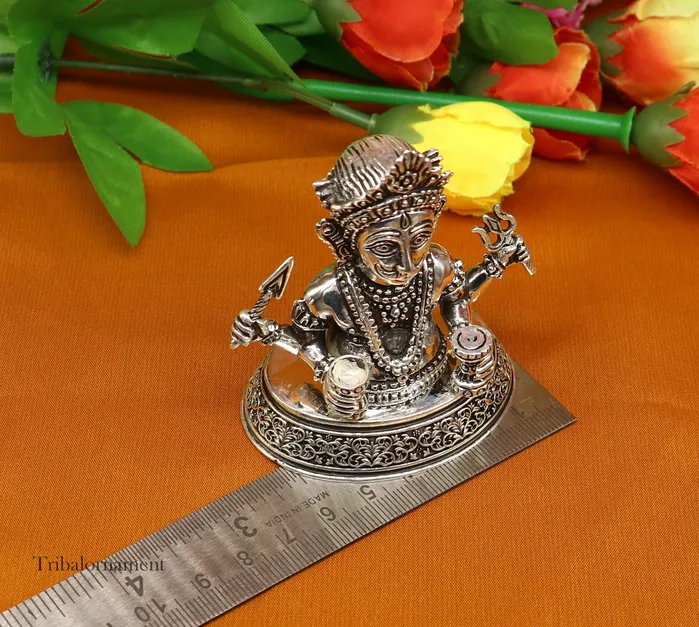TRIBAL ORNAMENTS Rings 925 sterling silver handmade Divine Hindu god idol Nakado Bhairwa Nakoda bheruji divine jain Statue Sculpture figurine puja article art225