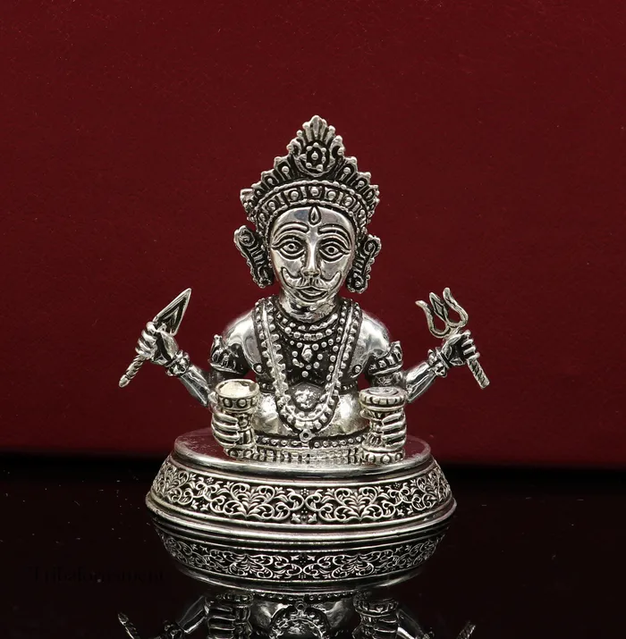TRIBAL ORNAMENTS Rings 925 sterling silver handmade Divine Hindu god idol Nakado Bhairwa Nakoda bheruji divine jain Statue Sculpture figurine puja article art225