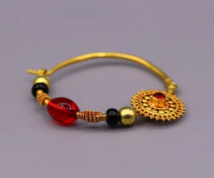 TRIBAL ORNAMENTS Rings Vintage handmade 20kt yellow gold fabulous queen jodha nath nose ring indian tribal wedding jewelry for looking queen bridal jewelry TRIBAL ORNAMENTS Rings Vintage handmade 20kt yellow gold fabulous queen jodha nath nose ring indian tribal wedding jewelry for looking queen bridal jewelry