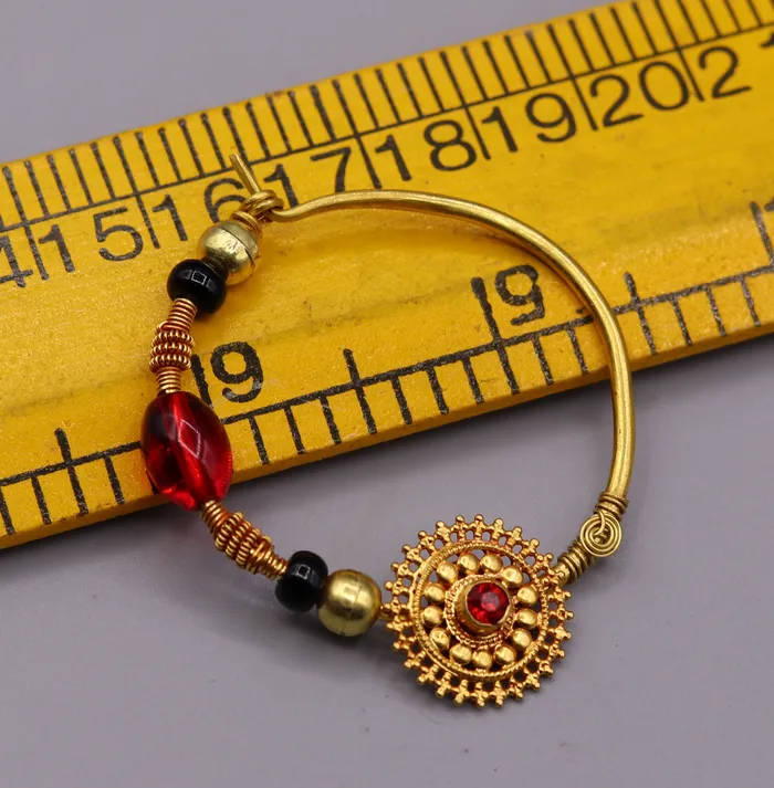 TRIBAL ORNAMENTS Rings Vintage handmade 20kt yellow gold fabulous queen jodha nath nose ring indian tribal wedding jewelry for looking queen bridal jewelry TRIBAL ORNAMENTS Rings Vintage handmade 20kt yellow gold fabulous queen jodha nath nose ring indian tribal wedding jewelry for looking queen bridal jewelry