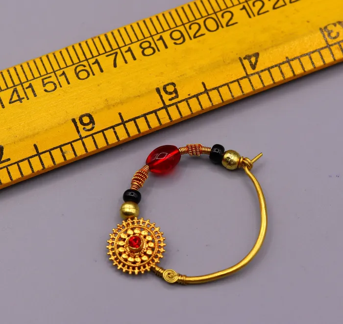 TRIBAL ORNAMENTS Rings Vintage handmade 20kt yellow gold fabulous queen jodha nath nose ring indian tribal wedding jewelry for looking queen bridal jewelry TRIBAL ORNAMENTS Rings Vintage handmade 20kt yellow gold fabulous queen jodha nath nose ring indian tribal wedding jewelry for looking queen bridal jewelry