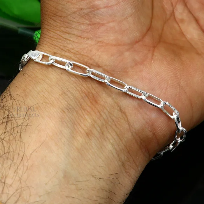 TRIBAL ORNAMENTS Solid 4mm 925 sterling silver handmade Bracelet Dainty Silver Bracelet Chain Bracelet Minimal Jewelry Gift For unisex couple nsbr508 Bracelets TRIBAL ORNAMENTS Solid 4mm 925 sterling silver handmade Bracelet Dainty Silver Bracelet Chain Bracelet Minimal Jewelry Gift For unisex couple nsbr508 Bracelets