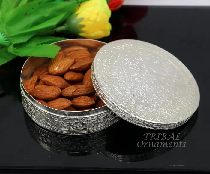TRIBALORNAMENT 31inches Vintage antique design 925 silver handmade trinket box brides powder box or dry fruit box for royal luxury gifting ideas stb404 Necklaces TRIBALORNAMENT 31inches Vintage antique design 925 silver handmade trinket box brides powder box or dry fruit box for royal luxury gifting ideas stb404 Necklaces
