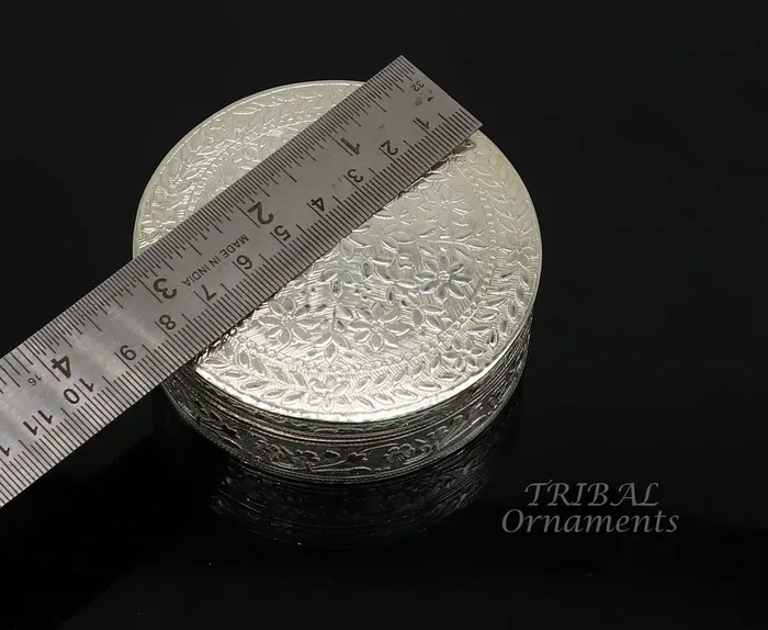 TRIBALORNAMENT 31inches Vintage antique design 925 silver handmade trinket box brides powder box or dry fruit box for royal luxury gifting ideas stb404 Necklaces