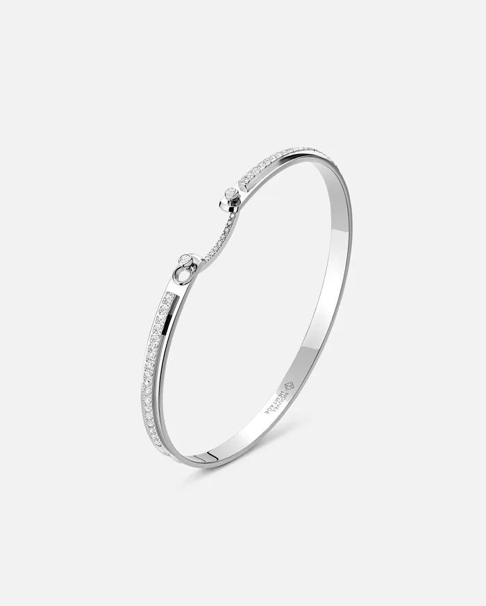 Tuxedo Mood Bangle in White Gold Mood Bracelets