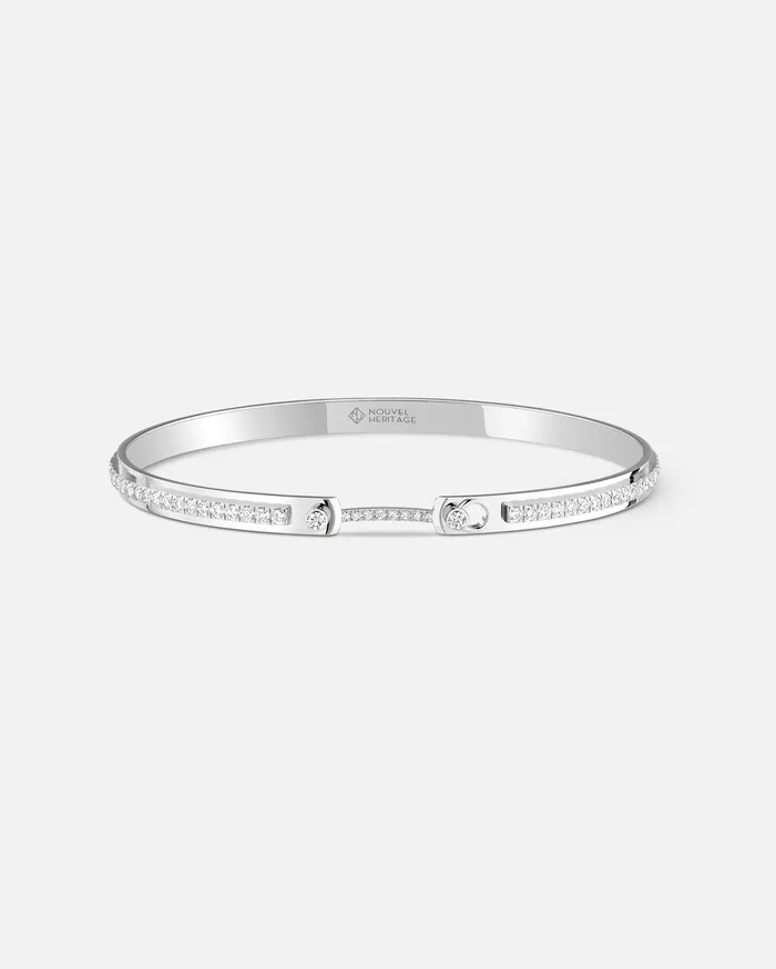 Tuxedo Mood Bangle in White Gold Mood Bracelets