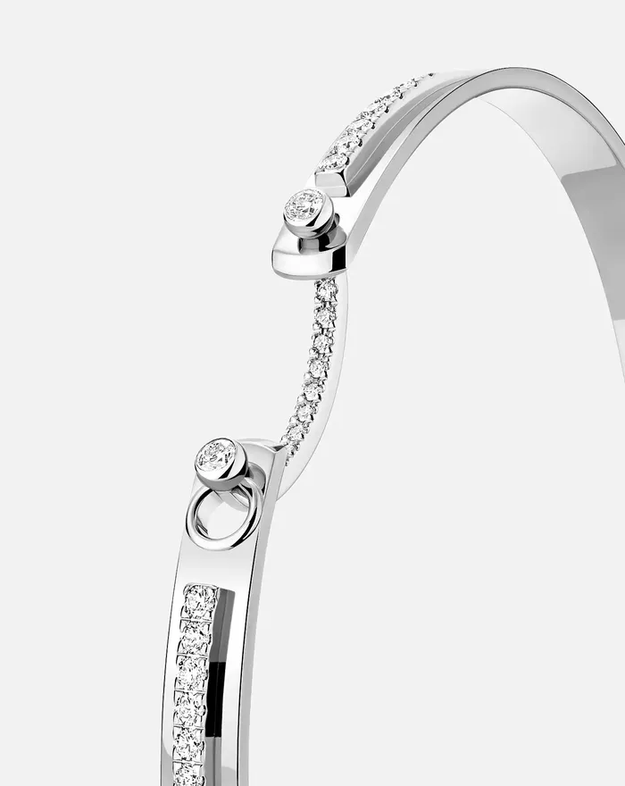Tuxedo Mood Bangle in White Gold Mood Bracelets