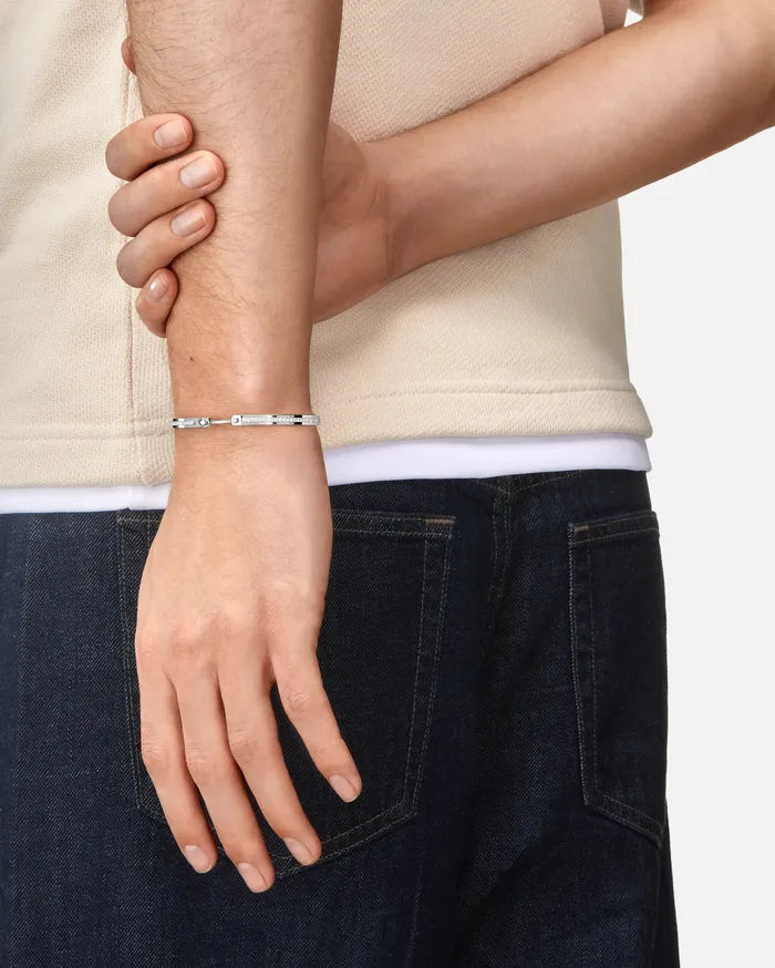 Tuxedo Mood Bangle in White Gold Mood Bracelets
