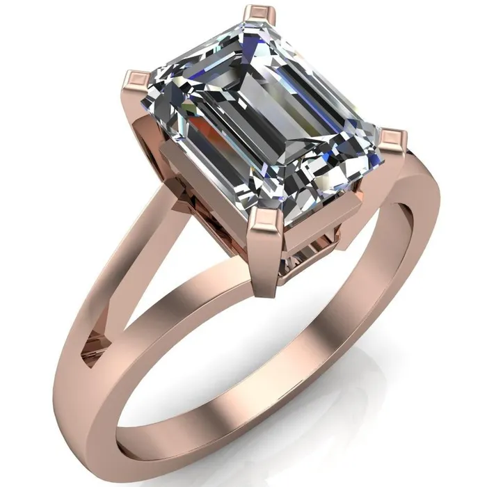 Versailles Emerald Center Stone Split Shank Under Bezel 4 Prong Ring Fire Brilliance Rings