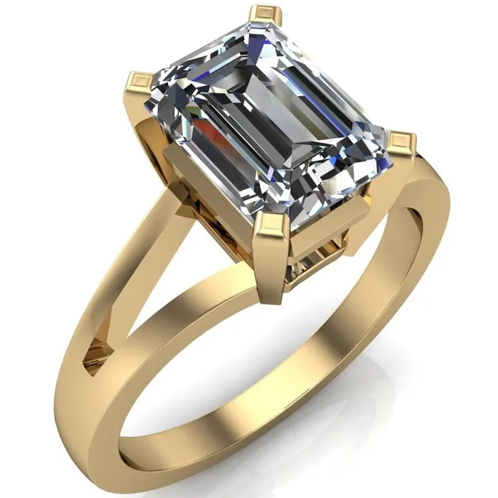 Versailles Emerald Center Stone Split Shank Under Bezel 4 Prong Ring Fire Brilliance Rings