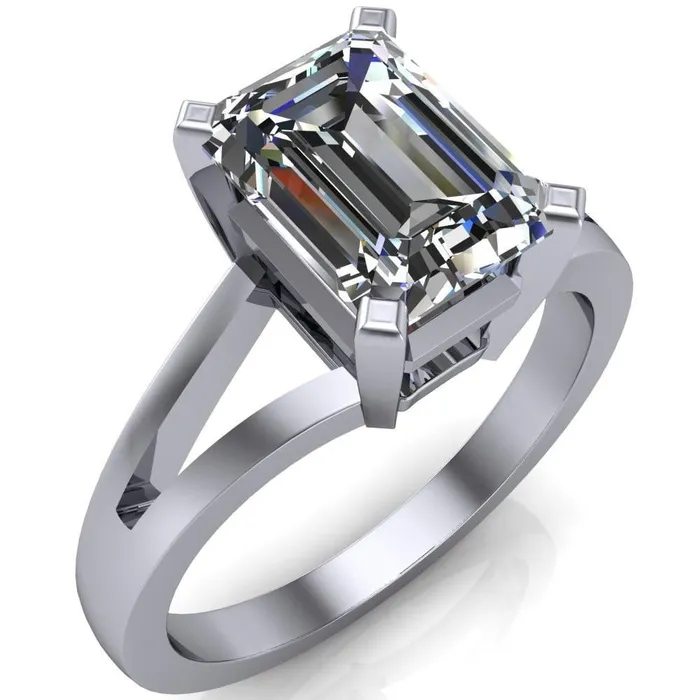 Versailles Emerald Center Stone Split Shank Under Bezel 4 Prong Ring Fire Brilliance Rings