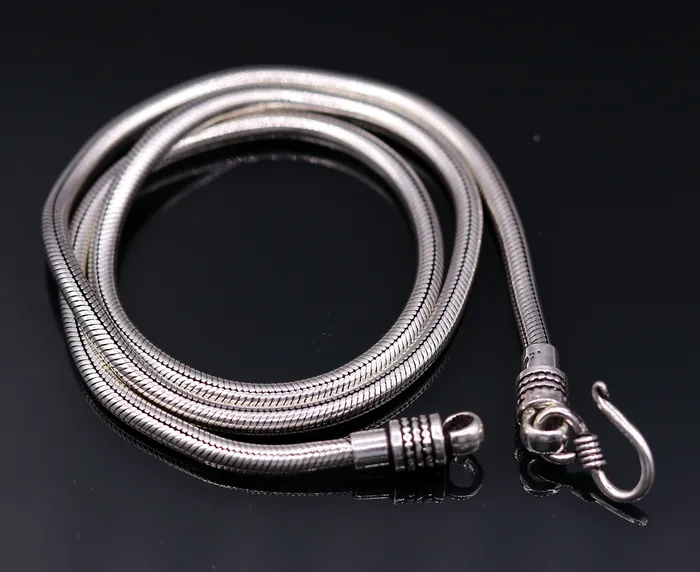Vintage style 925 sterling silver 28 inch handmade flexible snake chain screw chain amazing antique chain necklace jewelry ch33 TRIBAL ORNAMENTS Necklaces