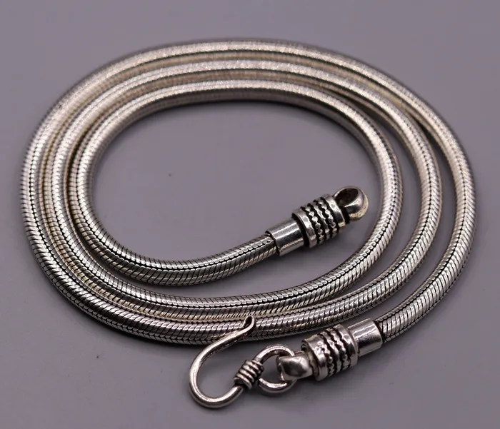 Vintage style 925 sterling silver 28 inch handmade flexible snake chain screw chain amazing antique chain necklace jewelry ch33 TRIBAL ORNAMENTS Necklaces