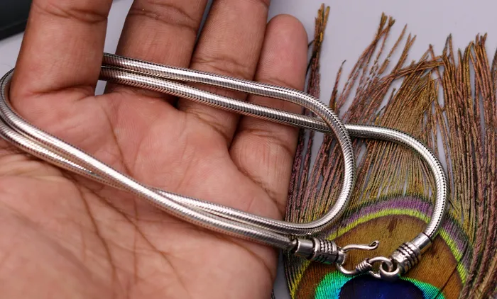 Vintage style 925 sterling silver 28 inch handmade flexible snake chain screw chain amazing antique chain necklace jewelry ch33 TRIBAL ORNAMENTS Necklaces