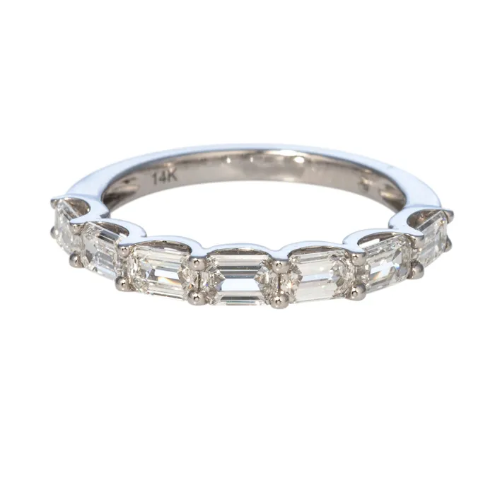 155ctw EmeraldCut Diamond 14K White Gold Halfway Band Croghans Rings