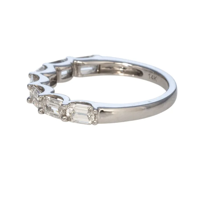 155ctw EmeraldCut Diamond 14K White Gold Halfway Band Croghans Rings