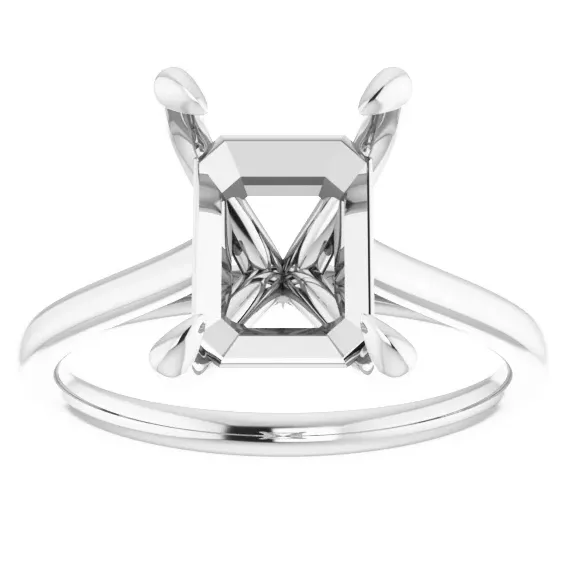 14K White Gold 10x8 Emerald Solitaire Ring Engagement Collections Rings