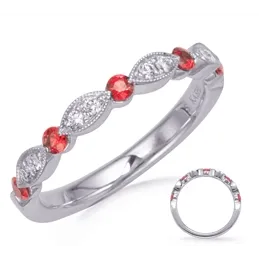 14K White Gold Ruby Diamond Band Marquise Round Design Meierotto Jewelers Rings 14K White Gold Ruby Diamond Band Marquise Round Design Meierotto Jewelers Rings