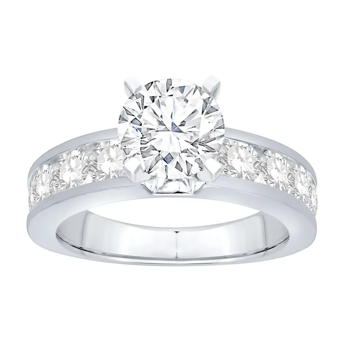 14K White Gold Semi Mount Channel Set Round Diamond Ring Engagement Collections Rings 14K White Gold Semi Mount Channel Set Round Diamond Ring Engagement Collections Rings