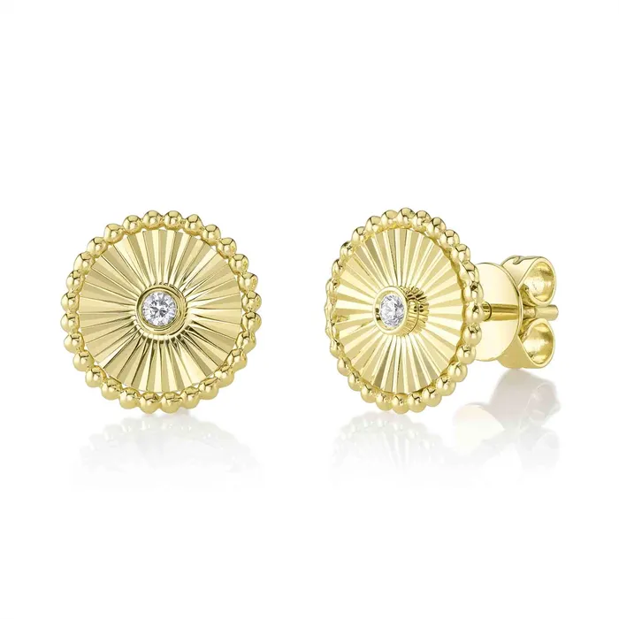 14K Yellow Gold Diamond Bezel Circle Stud Earrings Meierotto Jewelers Earrings 14K Yellow Gold Diamond Bezel Circle Stud Earrings Meierotto Jewelers Earrings