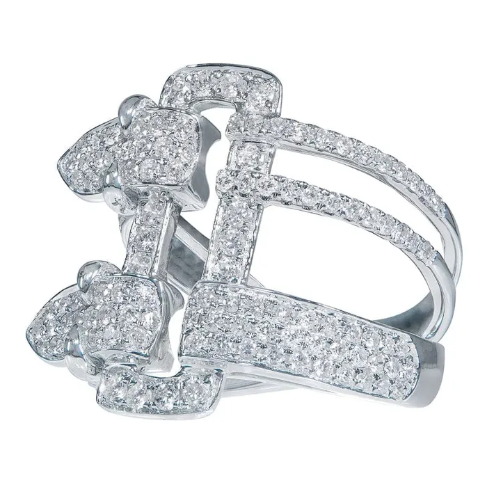 18K White Gold Diamond Contemporary Buckle Ring CJ Charles Jewelers Rings