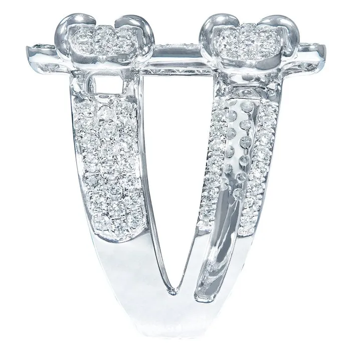 18K White Gold Diamond Contemporary Buckle Ring CJ Charles Jewelers Rings