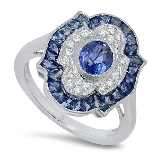 18K White Gold Sapphire and Diamond Ring Meierotto Jewelers Rings