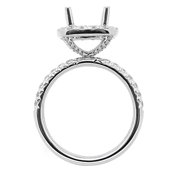 18K White Gold Semi Mount Cushion Halo Engagement Collections PreStyled Sets 18K White Gold Semi Mount Cushion Halo Engagement Collections PreStyled Sets