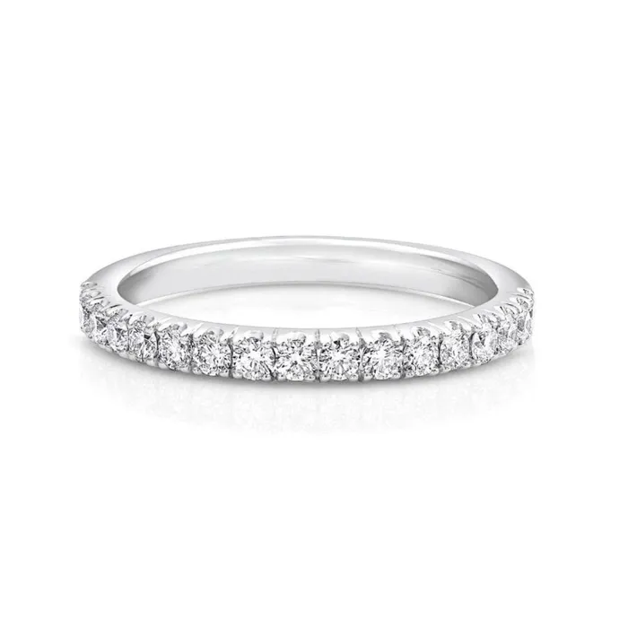 18kt White Gold 044ctw Half Pav Band CJ Charles Jewelers Rings