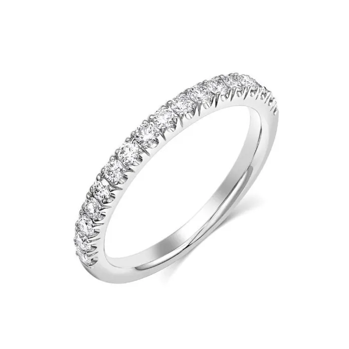18kt White Gold 044ctw Half Pav Band CJ Charles Jewelers Rings