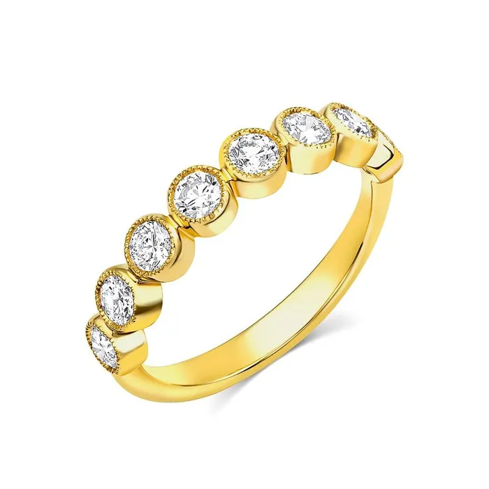 18kt Yellow Gold 073ctw Round Brilliant Diamond Half Band CJ Charles Jewelers Rings