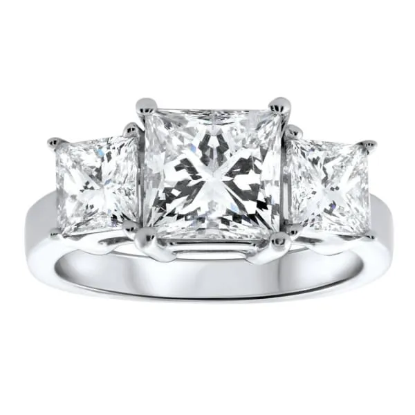 3 Stone Diamond Ring Set in 14K White Gold 379ct tw Princess Cut Clarity Enhanced Diamonds Diamond Source NYC Rings