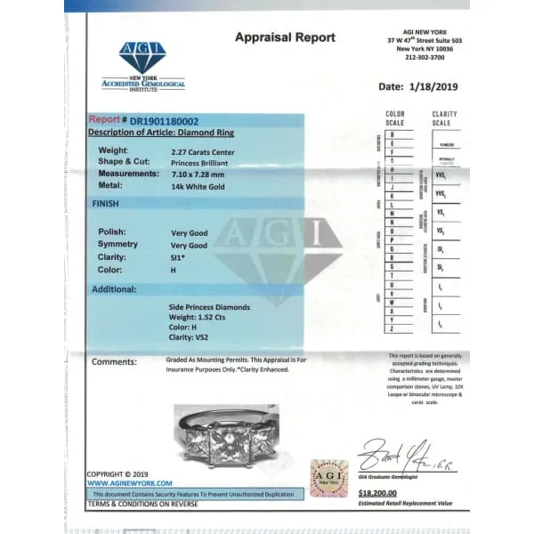 3 Stone Diamond Ring Set in 14K White Gold 379ct tw Princess Cut Clarity Enhanced Diamonds Diamond Source NYC Rings