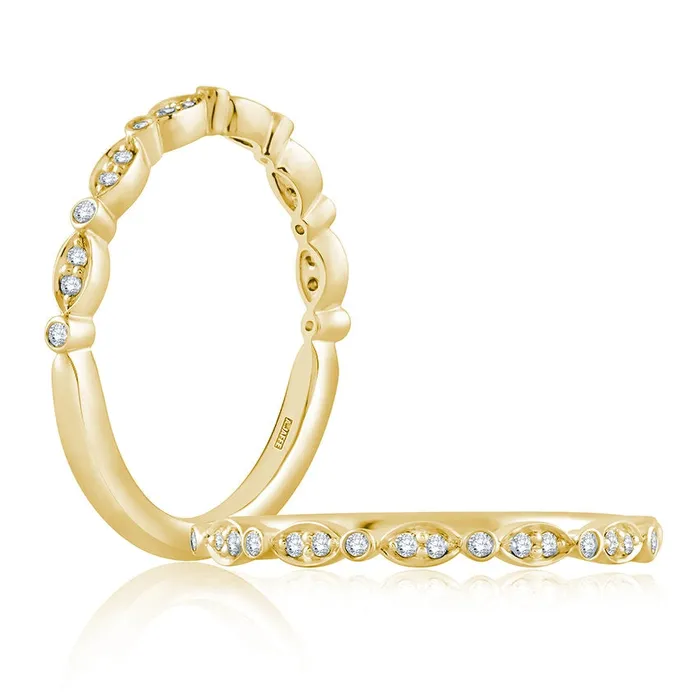 A Jaffe 14K Yellow Gold Alternating Marquise and Round Design Diamond Band A Jaffe Rings A Jaffe 14K Yellow Gold Alternating Marquise and Round Design Diamond Band A Jaffe Rings