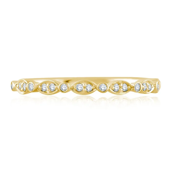 A Jaffe 14K Yellow Gold Alternating Marquise and Round Design Diamond Band A Jaffe Rings A Jaffe 14K Yellow Gold Alternating Marquise and Round Design Diamond Band A Jaffe Rings