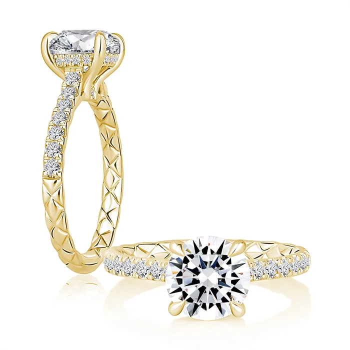 A Jaffe Rings AJaffe 14K Yellow Gold Diamond Semimount Ring with Hidden Halo A Jaffe Rings AJaffe 14K Yellow Gold Diamond Semimount Ring with Hidden Halo
