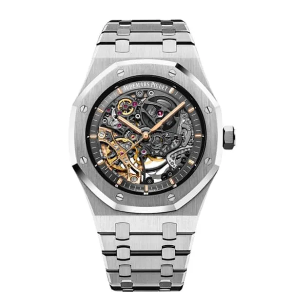 Audemars Piguet Royal Oak Openworked Double Balance Wheel 41mm Mens Watch Ref 15407STOO1220ST01 Skeleton Dial Stainless Steel Bracelet Audemars Piguet Bracelets