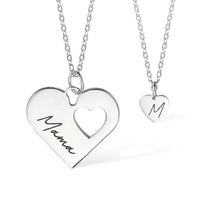 Belbren Necklaces Custom MotherDaughter Heart Necklace Set Handcrafted Mommy and Me Jewelry Perfect Gift for Mothers Day Unique Gifts for Her