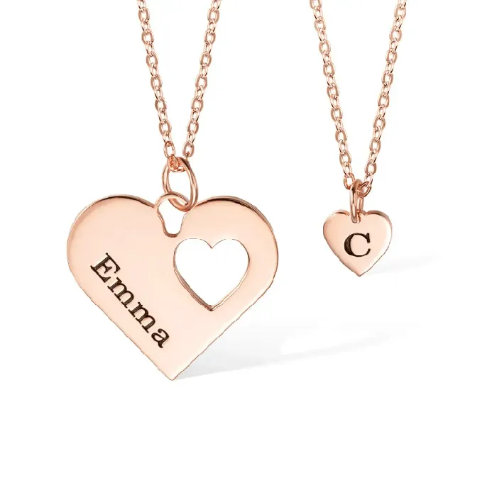 Belbren Necklaces Custom MotherDaughter Heart Necklace Set Handcrafted Mommy and Me Jewelry Perfect Gift for Mothers Day Unique Gifts for Her