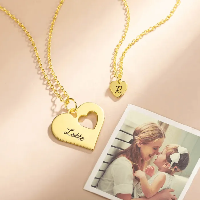 Belbren Necklaces Custom MotherDaughter Heart Necklace Set Handcrafted Mommy and Me Jewelry Perfect Gift for Mothers Day Unique Gifts for Her