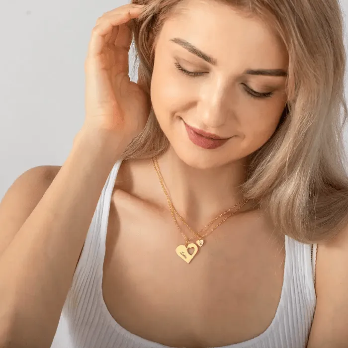 Belbren Necklaces Custom MotherDaughter Heart Necklace Set Handcrafted Mommy and Me Jewelry Perfect Gift for Mothers Day Unique Gifts for Her