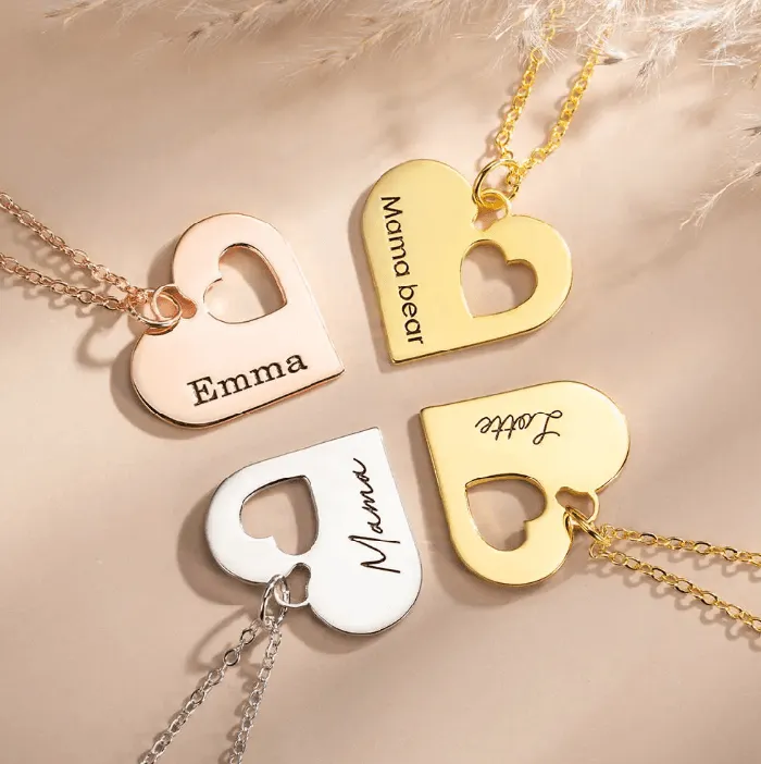 Belbren Necklaces Custom MotherDaughter Heart Necklace Set Handcrafted Mommy and Me Jewelry Perfect Gift for Mothers Day Unique Gifts for Her